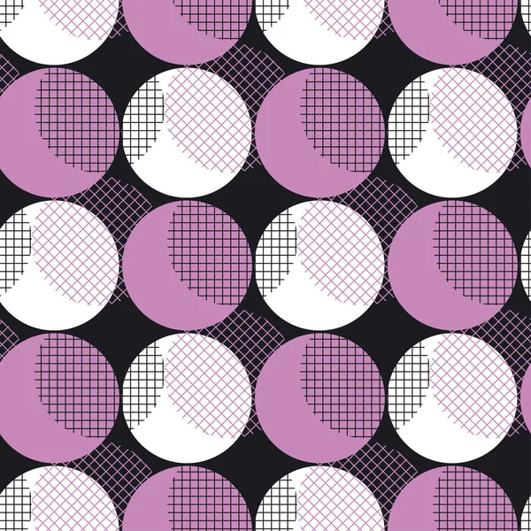 Diseño de superficie de ilustración de vectores de patrón sin costura de geometría moderna para impresión y web. Motivo de estilo posmodernista de Memphis. Muestra de tela repetible de arte pop . — Vector de stock