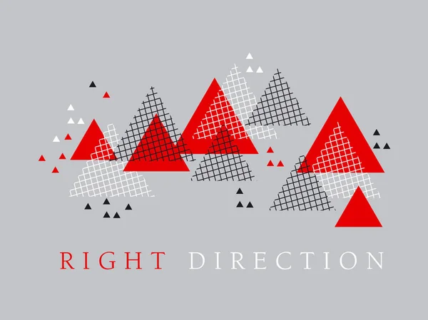 Piros nyíl modern stílusú geometria díszítőelemet. vektoros illusztráció a kártya, poszter, fejléc, pályázati. Tech vonal rács minta háromszög motívum. — Stock Vector