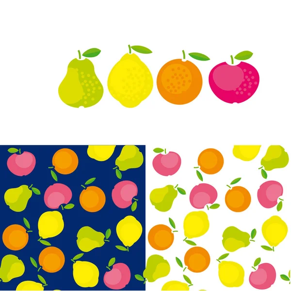 Conjunto de iconos de fruta de verano lindo simple para etiquetas, diseño de superficie. ilustración vectorial para diseño web e impresión . — Vector de stock