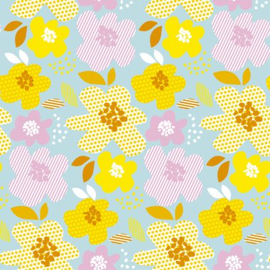 çiçek çağdaş yaz rengi Dikişsiz vektör desen yüzey tasarımı için. moda kumaş örnek. ambalaj kağıt, yaz dekorasyonu, yeni yıl eğlencesi daveti için tekrarlanabilir motifi 