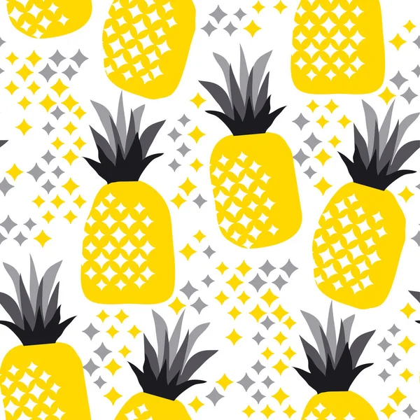 Yüzey tasarımı için yaz dekoratif ananas seamless modeli. vektör çizim serin yaz meyve için arka plan, kumaş, poster, kağıt ambalaj — Stok Vektör