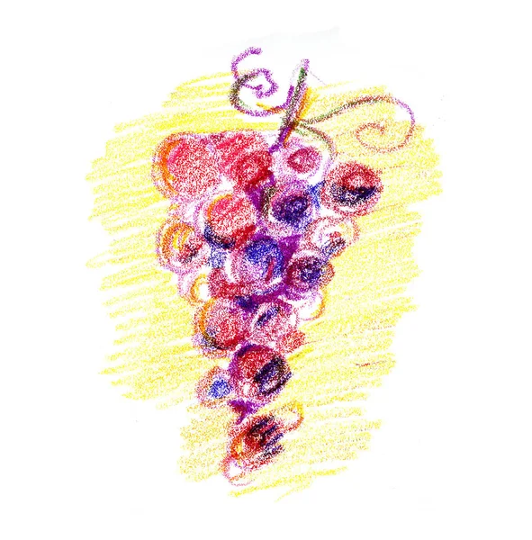 Bunch of wine grape concept color pencil image. Sketch style hand drawn image. Raster illustration. — Stock Photo, Image