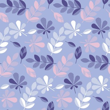 mor ve menekşe rengi dekoratif sonbahar yüzey tasarımı, kumaş, ambalaj kağıdı, arka plan için dikişsiz desen bırakır. soyut geometri stil vektör sonbahar çizim. doğal yaprak basit 