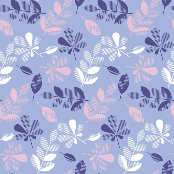 mor ve menekşe rengi dekoratif sonbahar yüzey tasarımı, kumaş, ambalaj kağıdı, arka plan için dikişsiz desen bırakır. soyut geometri stil vektör sonbahar çizim. doğal yaprak basit 