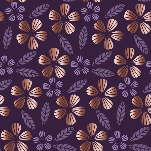 Стилизованные бесшовный фон фиолетовый цветочные векторные иллюстрации. Роскошный стиль элегантный простой цветок повторяемые мотив для конструктора, фон, оберточная бумага — стоковый вектор