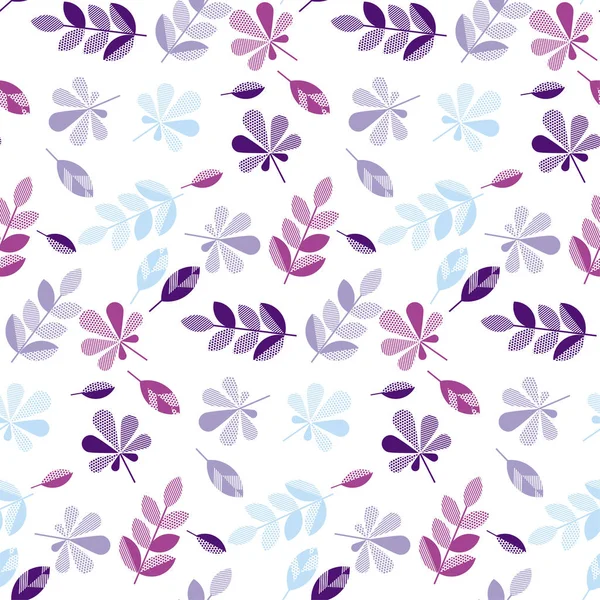 mor ve menekşe rengi dekoratif sonbahar yüzey tasarımı, kumaş, ambalaj kağıdı, arka plan için dikişsiz desen bırakır. soyut geometri stil vektör sonbahar çizim. basit yinelenebilir motifi 