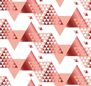 geometri üçgen desen. Altın stilize vektör çizim. Art Nouveau Dikişsiz desen sarı ve gül renkli süslü 