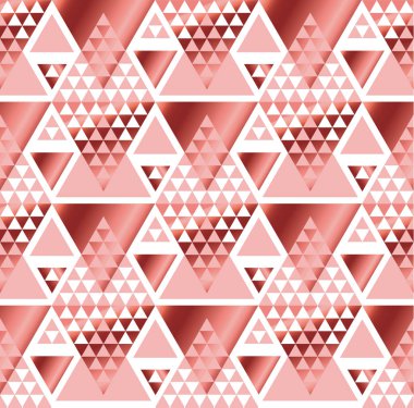 geometri üçgen desen. Altın stilize vektör çizim. Art Nouveau Dikişsiz desen sarı ve gül renkli süslü 