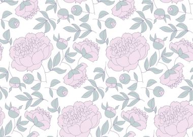 zarif çiçek seamless modeli ambalaj kağıt, kumaş, arka plan için. Şakayık sketch vektör çizim. yüzey tasarımı için elle çizilmiş bahar çiçek kroki.