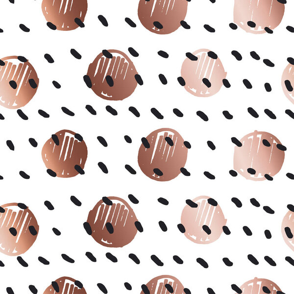rose gold color abstract circle geometry vector illustration. tender elegant celebration style seamless pattern design 