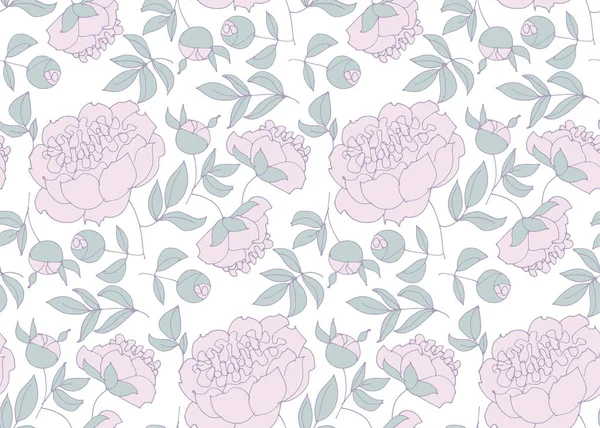 zarif çiçek seamless modeli ambalaj kağıt, kumaş, arka plan için. Şakayık sketch vektör çizim. yüzey tasarımı için elle çizilmiş bahar çiçek kroki.