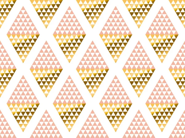 Padrão de triângulo geométrico. ilustração vetorial estilizada a ouro. Art Nouveau padrão ornamentado sem costura em amarelo e rosa cor — Vetor de Stock