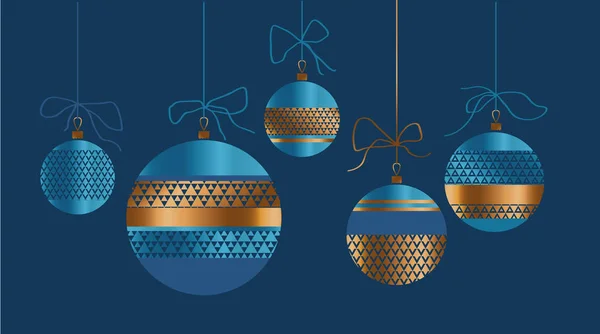 Χριστουγεννιάτικες γυάλινες μπάλες μέσα σε κόκκινα και χρυσά χρώματα. Χριστούγεννα στολισμένα μπιχλιμπίδι διανυσματικά εικονογράφηση. Παραδοσιακή διακόσμηση δέντρο το νέο έτος. — Διανυσματικό Αρχείο