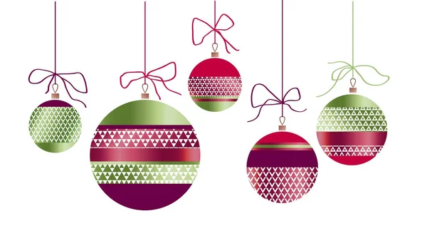 Bolas de vidro Xmas definidas em cores vermelhas e douradas. Natal ornamentado bauble vetor ilustração. Ano Novo árvore decoração tradicional . —  Vetores de Stock