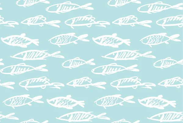 Морепродукти риба безшовний візерунок для меню, плаката, тканини, обгорткового паперу, фону. вектор простежується графічна ілюстрація — стоковий вектор