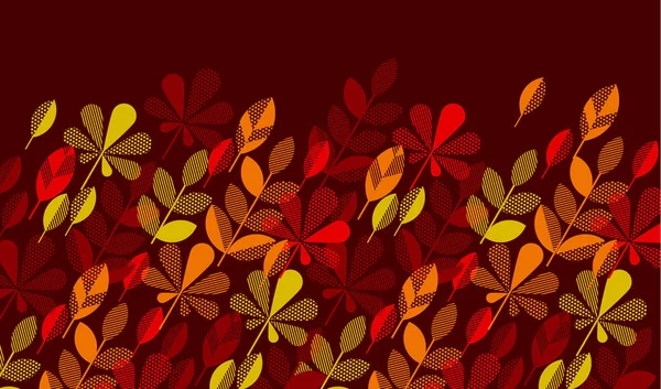 Φθινοπωρινά φύλλα πέφτουν γεωμετρία σύγχρονο μοτίβο σε φωτεινά και ζωντανά χρώματα. Vector εικονογράφηση για επιφάνεια σχεδίασης. βιολετί χρώμα πορτοκαλί και κόκκινο κεφαλίδα πρότυπο με φύλλα. — Διανυσματικό Αρχείο