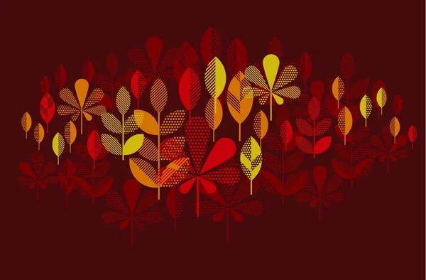 Automne feuille automne géométrie motif moderne dans une couleur vive et vive. illustration vectorielle pour la conception de surface. violet orange et rouge modèle d'en-tête de couleur avec feuilles . — Image vectorielle