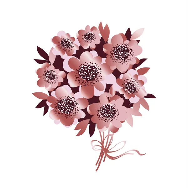 Roségold Farbe Blumenstrauß Vektor Illustration. zarte elegante Feier Stil dekorative florale Gestaltung — Stockvektor