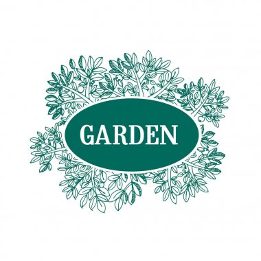 Yeşil ağaç ve yeşillik vektör çizim kroki. tasarım öğesi yüzey tasarımı, kart, davet, üstbilgi için elle çizilmiş bırakır