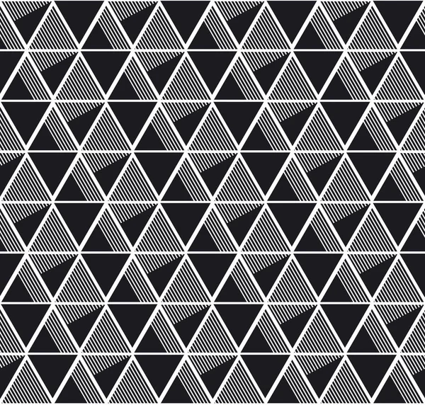 Modèle sans couture de concept avec triangle noir et blanc de la géométrie. simple illusion 3d abstrait motif de ligne de géométrie — Image vectorielle