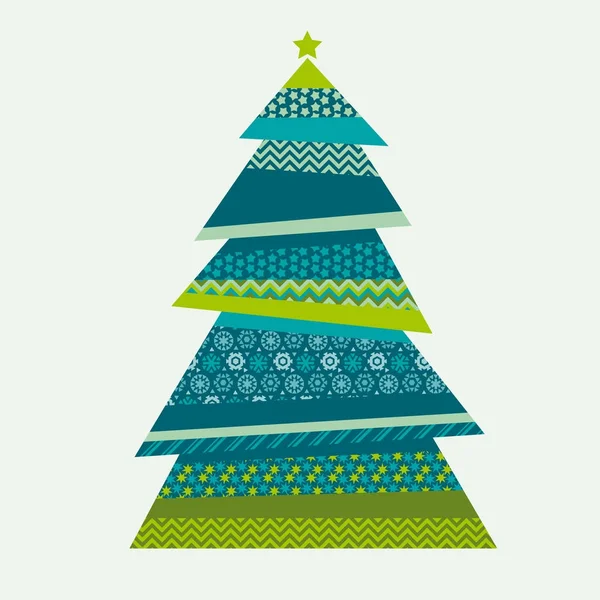 귀여운 전통적인 조각 개념 크리스마스 트리 패턴입니다. 크리스마스 섬유 벡터 일러스트입니다. 초대, 헤더, 카드, 포스터에 대 한 반복 모티브. — 스톡 벡터