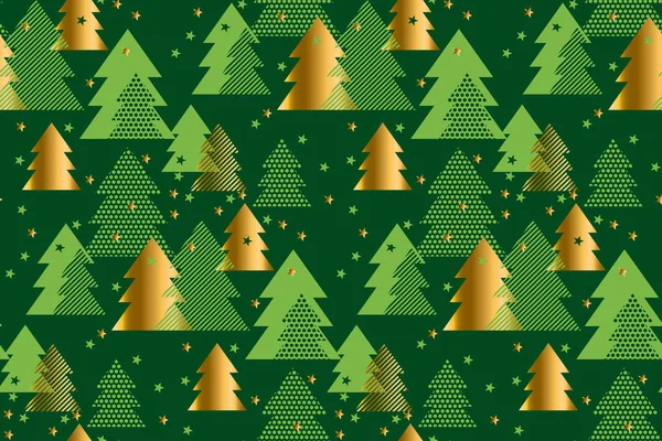Boldog új évet és a karácsony fa zökkenőmentes minta szemlélteti. Koncepció karácsonyi textil- és csomagoló papír vektor motívum — Stock Vector