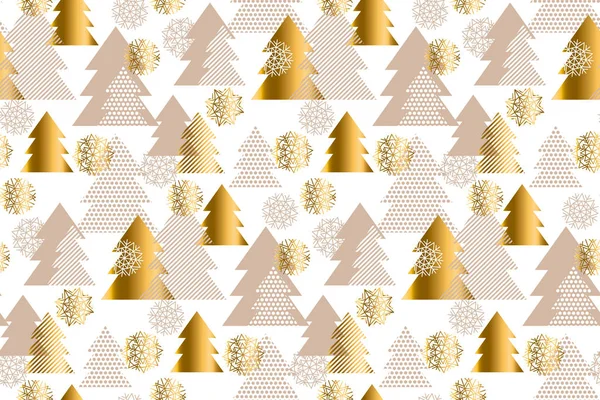 Año nuevo luz de lujo y árbol de Navidad sin fisuras patrón ilustración. Concepto Navidad textil y la envoltura de papel vector adorno — Archivo Imágenes Vectoriales