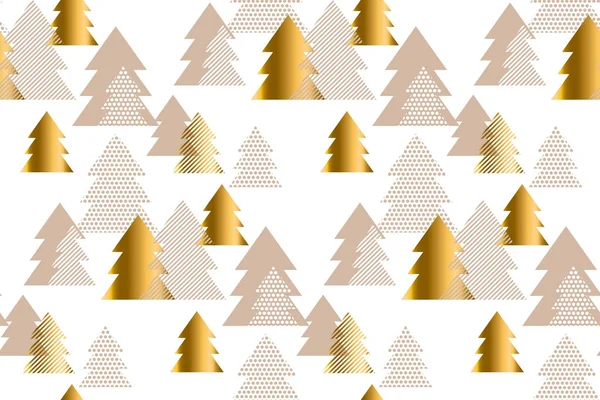 高級光新年とクリスマス ツリーのシームレス パターンの図。概念クリスマス織物および包装紙ベクトル モチーフ — ストックベクタ