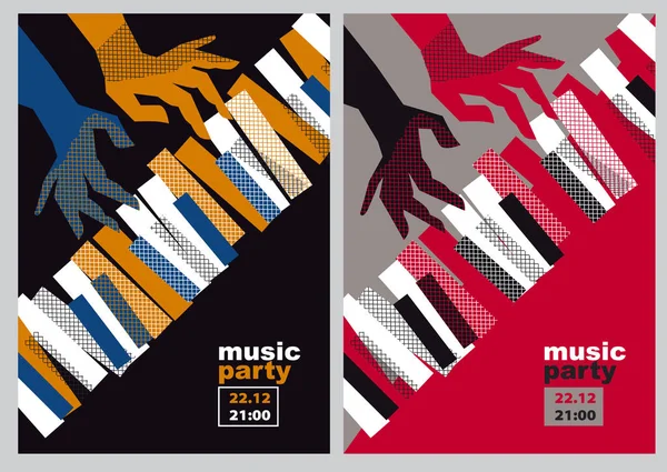 Zeiger und Klaviertasten Vektorillustration. Modernes Konzept Jazz Konzertplakat — Stockvektor