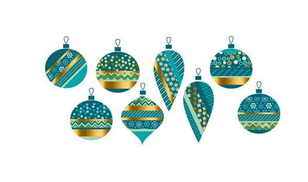 Luxury xmas bauble set vector illustration. Conceito geométrico motivo bola de Natal para cartão, convite, impressão de cabeçalho e web design . —  Vetores de Stock