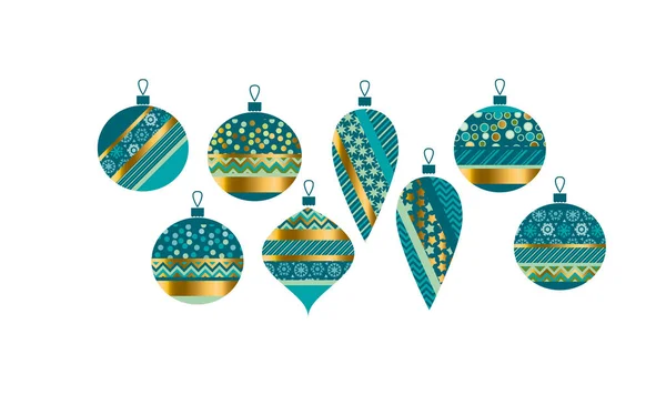 Ensemble de boules de Noël de luxe illustration vectorielle. Concept géométrique motif boule de Noël pour carte, invitation, impression en-tête et web design . — Image vectorielle