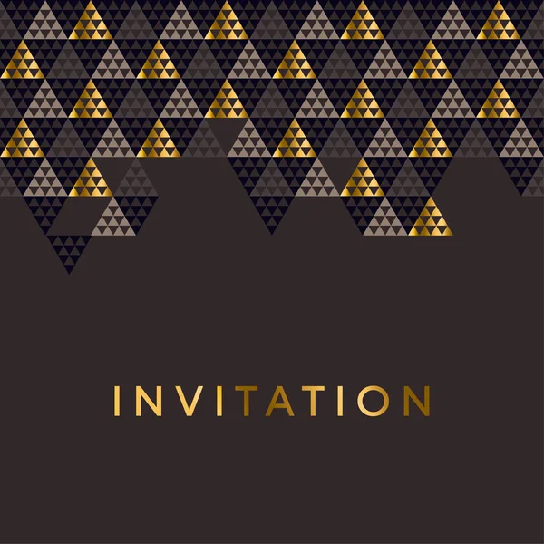 Geometry gold header vector illustration. Concept triangle geometric pattern on black background for card, invitation, header print and web design. — Stock Vector