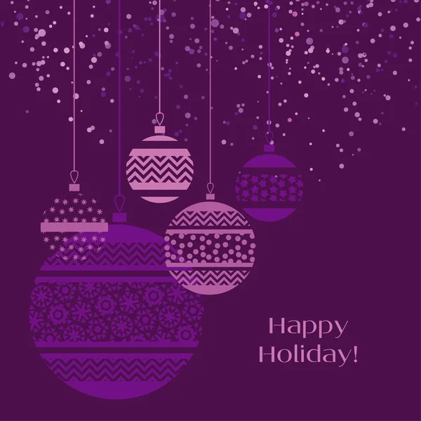 Décoration boule de Noël de couleur violette. Illustration vectorielle avec boules de nouvel an pour carte de Noël, invitation, design de surface. Éléments d'ornement violet . — Image vectorielle