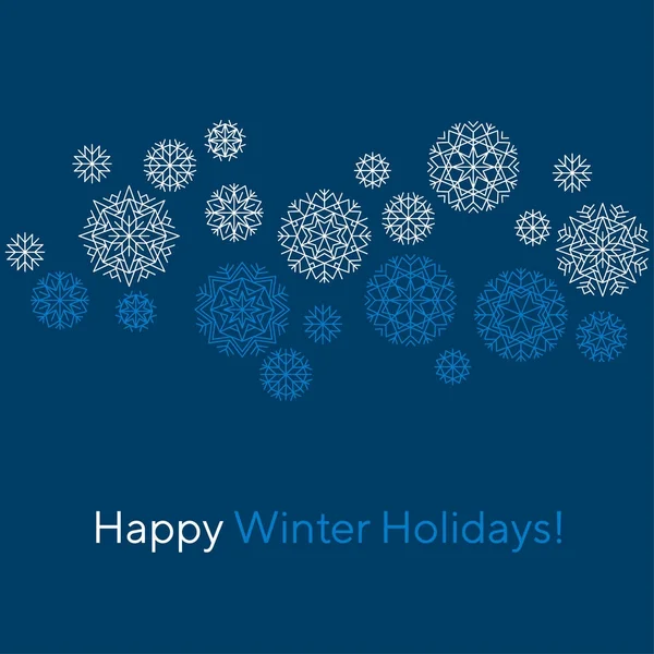 Tête abstraite flocons de neige dans le style ligne. illustration vectorielle de décor de neige simple hiver. ornement de neige blanc et bleu . — Image vectorielle
