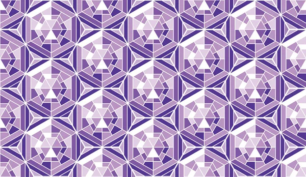 Abstract pattern in mosaic stained-glass window style. Geometry background in violet color vector illustration. Concept triangle and hexagon pattern for surface design. — Stock Vector