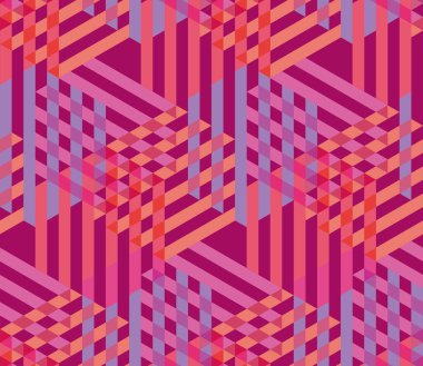 Kavram pembe sorunsuz geometri desen çizgi ve altıgen ile. Kesintisiz geometrik motif üstbilgi, poster, arka plan, kumaş için.