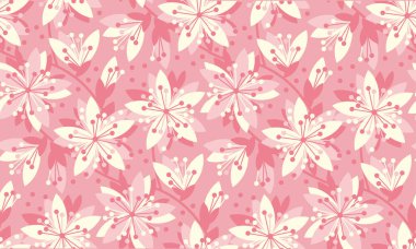 Bahar çiçek vektör seamless modeli. Arka plan, yüzey tasarımı için sakura çiçekli bahar çiçeği motifi.