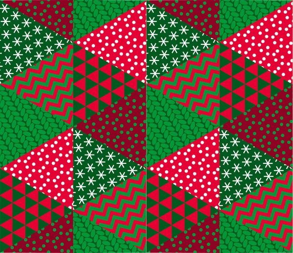 コンセプト パッチワーク クリスマス デザイン ヘッダー バナー、カード、ポスター、招待状。シームレスな冬クリスマス幾何学パターン. — ストックベクタ