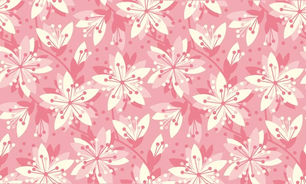 Padrão sem costura vetor floral primavera. Motivo de flor de primavera com flores sakura para fundo, design de superfície . — Vetor de Stock