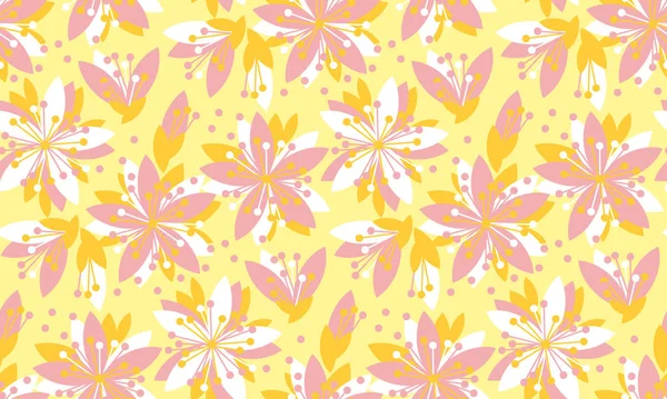 Весенний цветочный вектор бесшовный узор. Весенний цветочный мотив с цветами сакуры для фона, дизайна поверхности . — стоковый вектор