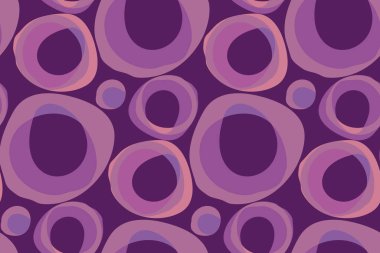 Retro mor yuvarlak şekiller yinelenebilir motifi. Soyut yumuşak yuvarlak geometrik şekiller seamless modeli.