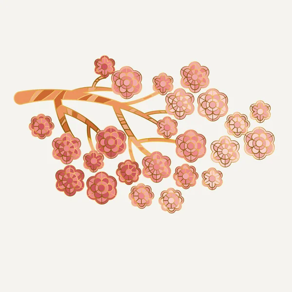 Flor pálida elegante patrón floral para proyectos de boda, invitación de primavera. ilustración vectorial con flores decorativas geométricas de sakura o almendras en estilo de joyería mínima . — Vector de stock