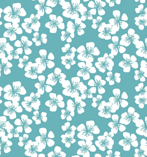 Fresco simple vector floral mínimo patrón sin costura. Motivo de flor de primavera con flores de sakura para proyectos de boda, tela y fondo, papel de envolver . — Vector de stock