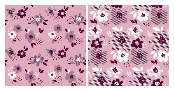 Цветочный узор с геометрической текстурой бледно-розового цвета. Векторная иллюстрация для оформления поверхности, фона, ткани, оберточной бумаги . — стоковый вектор