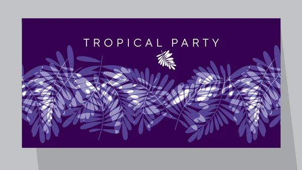 Violet purple tropical pattern vector illustration for card, invitation, poster, header. Exotic forest leaves motif for surface design, — Stock Vector