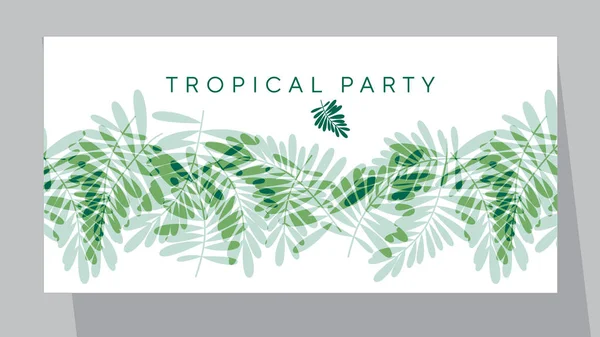 Ilustración de vector de patrón tropical verde para tarjeta, invitación, póster, encabezado. Motivo de hojas de bosque exóticas para el diseño de la superficie , — Archivo Imágenes Vectoriales