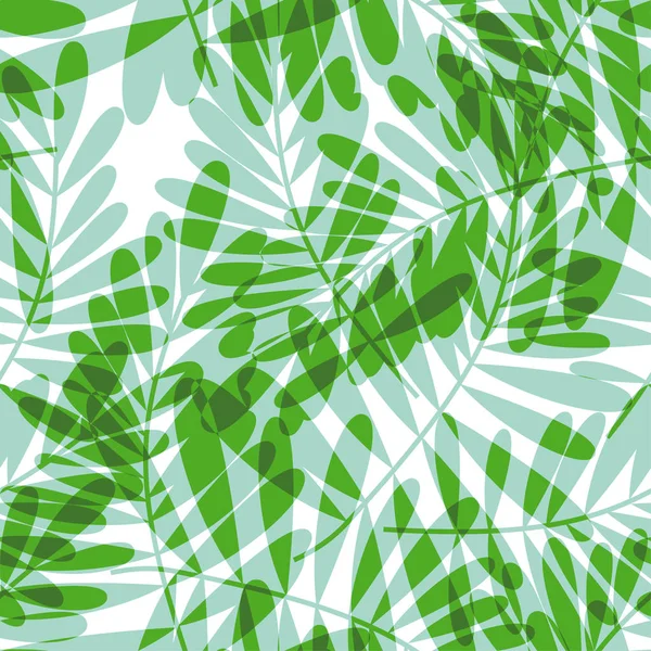 Verde tropical sem emenda padrão vetor ilustração para cartão, convite, cartaz, cabeçalho. Floresta exótica deixa motivo no branco para design de superfície, tecido, papel de embrulho . — Vetor de Stock