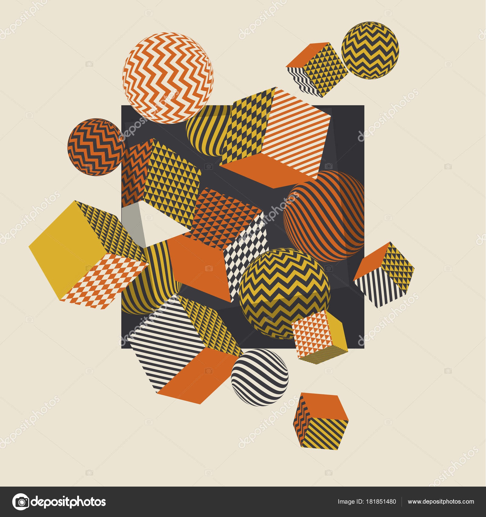 Geometric Pattern Vector Illustration In Retro 60s Style Vintage