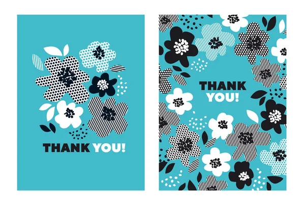 Patrón floral abstracto de color turquesa para el diseño de superficies. Motivo con flores estilizadas para tarjeta, invitación, encabezado, póster. Textura geométrica en blanco y negro en diseño floral . — Vector de stock