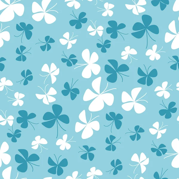 Abstraktní pozadí rozptýlené motýl pro miminko, balicí papír, tkaniny, balíček. Bledě modré květinové letní styl bezešvé vzor. Vektorové ilustrace pro kartu, Pozvánka. — Stockový vektor